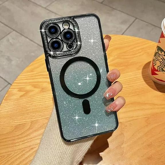 for iPhone 11 Pro Max Magnetic Case Compatible with MagSafe Luxury Plating Cute Glitter Sparkle Bling Diamond Bumper Clear Case for 11 Pro Max 6.5 Inches - Green