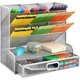 thumbnail image 4 of Mesh Desk Organizer, Multi-Functional Pen Holder, Pen Organizer for Desk, Desktop Stationary Organizer(Silver Mesh Pen Holder with Drawer), 4 of 4
