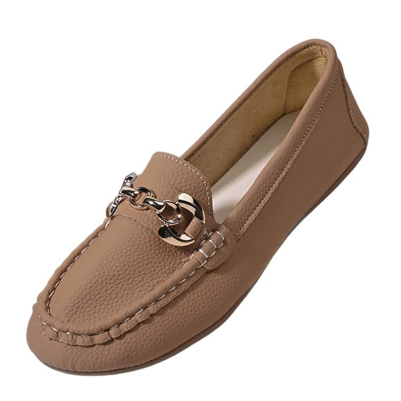 FRSASU Women's Casual French Style Metal Buckle Flat Shoes with Soft Sole Mary Jane Design for A Comfortable Fit Brown