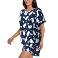 thumbnail image 2 of Kdxio Swan Print Pajamas Sets for Women Short-Sleeved Pjs with Lounge Shorts Two Piece Sleepwear S-4XL, 2 of 5