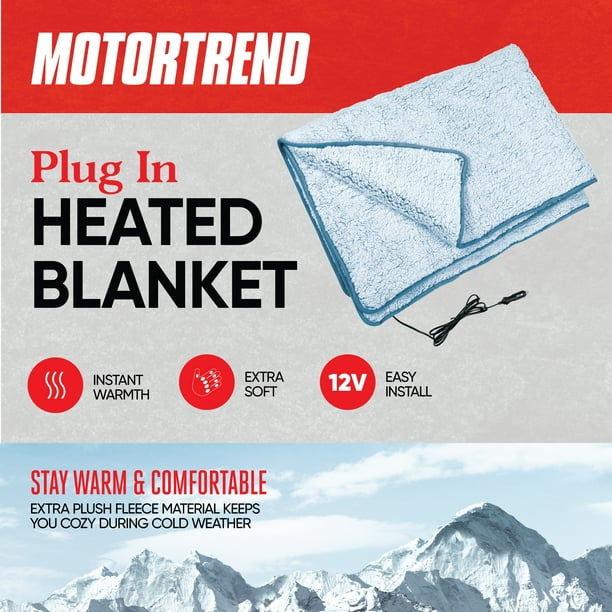 Motor Trend 12V Heated Blanket for Car FullSize Electric Car Blanket