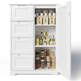 thumbnail image 1 of Despensa de cocina con puerta y estantes, armario pequeño comedor, armario baño independiente de madera con 4 cajones,60x30x85cm, color blanco, 1 of 8