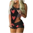 thumbnail image 2 of Ladies' Valentine's Day Lace Camisole And Patchwork Shorts Pajama Set With Sleeveless Casual Comfort, 2 of 6