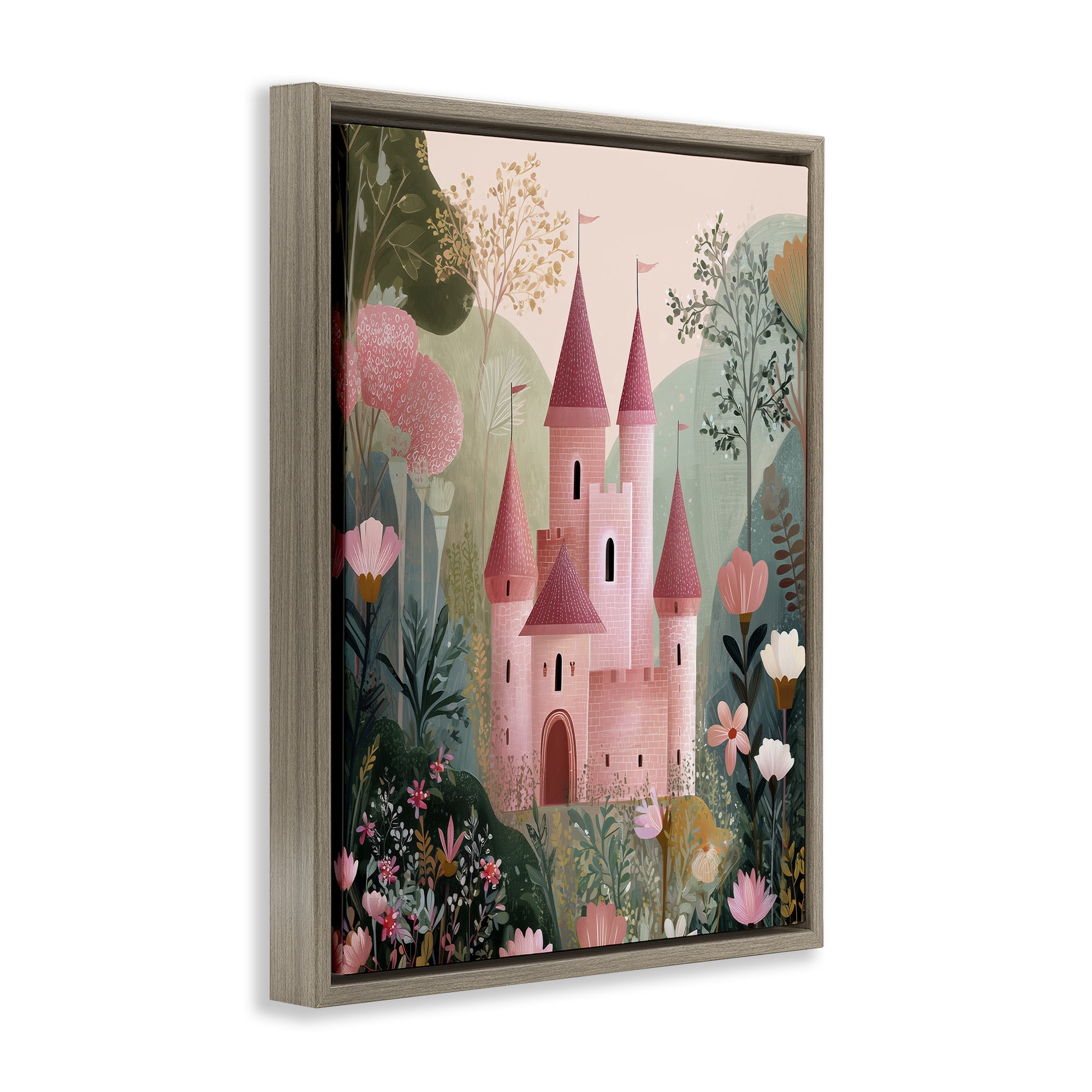 Stupell Industries Castle For A Princess Brown Framed Floater Canvas Wall Art, design by Christine Simpson Art