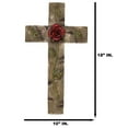 thumbnail image 2 of Rustic Western Rose of Sharon Red Rose Stalk With Green Petals Wall Cross Decor, 2 of 9