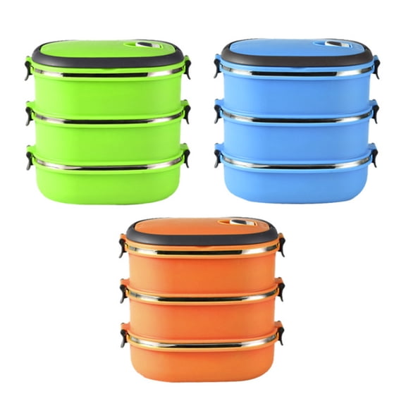 SANWOOD Lunch Box,1/2/3 Layer Rectangle Stainless Steel Thermal Lunch Box Food Storage Container