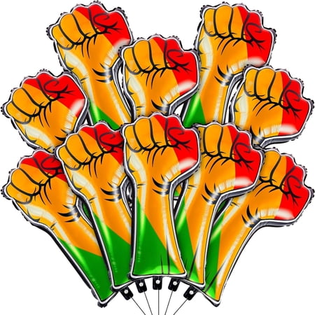 20 Pcs Black History Month Decorations - Fist Balloons Black, Red, Yellow, Green Party Supplies African American Festival Independence Day