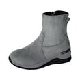 thumbnail image 5 of High Top Sneakers for Women Suede Round Toe Low Wedge Casual Zip up Booties Trendy Nonslip Walking Shoes Grey Size 8, 5 of 6