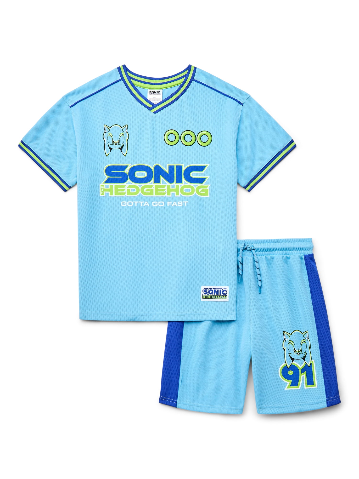 Sonic the Hedgehog Boys Graphic Soccer Jersey and Drawstring Shorts Set, 2-Piece, Sizes 4-16