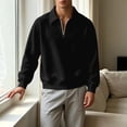 thumbnail image 5 of LYSMORA Men's Lapel Half Zip Pullover Sweatshirt, Long Sleeve Loose Fit Casual Daily Street Athletic Tops, 5 of 8