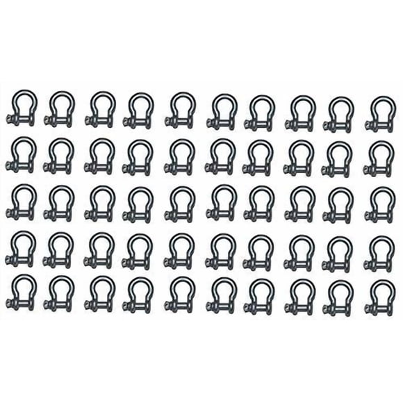 MarineNow 5/16" US Type Drop Forged Galvanized Bow Shackle with Over Size Screw Pin for Anchor, Towing, Off Road Recovery (5/16" with 3/8" Pin 3/4" T WLL) Hot Dipped Galvanized (50-Pack)