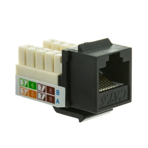 Black Cat6 Keystone, RJ45 Female to 110 Punch Down - Walmart.com ...