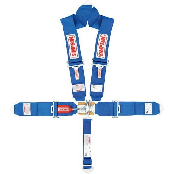 Simpson Racing 29065R Harness - Latch & Link (V-Type) - 5 Point - SFI 16.1 - Pull Down - Bolt In - Roll Bar Mnt - 55 inch L - Red - Each