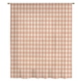 thumbnail image 2 of Peach Pink Plaid Sheer Curtains 45 Inches Long, Gingham Checked Minimalist Modern Light Filering Curtains, Breathable Simi Curtain Privacy Drapes for Kitchen Bathroom Small Window Treatment, 2 of 9