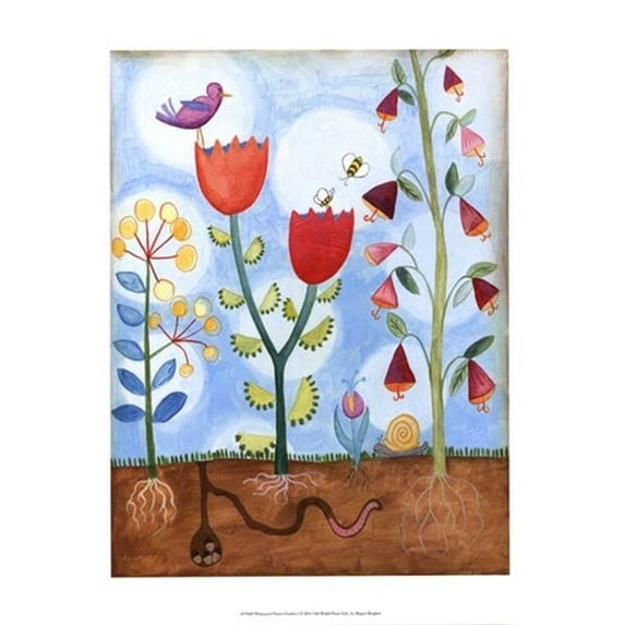 Old World Prints OWP43784D Whimsical Flower Garden I Poster Print by Megan Meagher -13 x 19