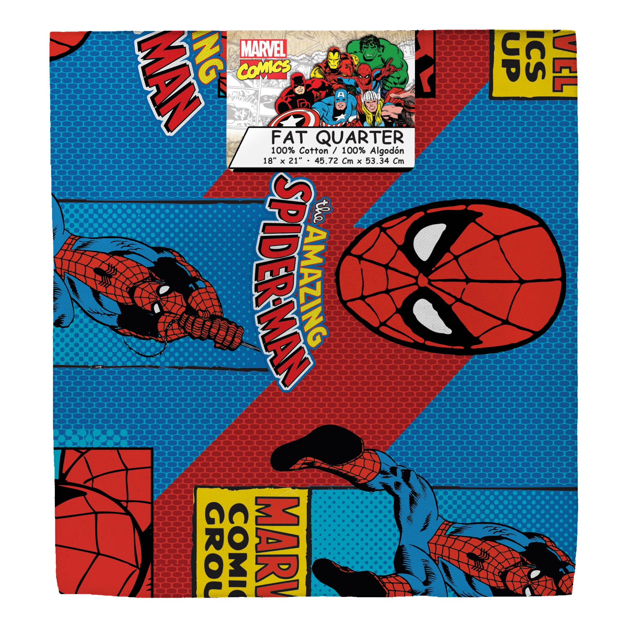 1 x Fat Qtr Marvel Comics Superheroes  100% Cotton Fabric Sewing/Quilting 