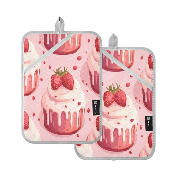 BZSMCE Pot Holder Oven Mitts Cooking baking Strawberry Cake Creative Pattern Size:7x9.8in