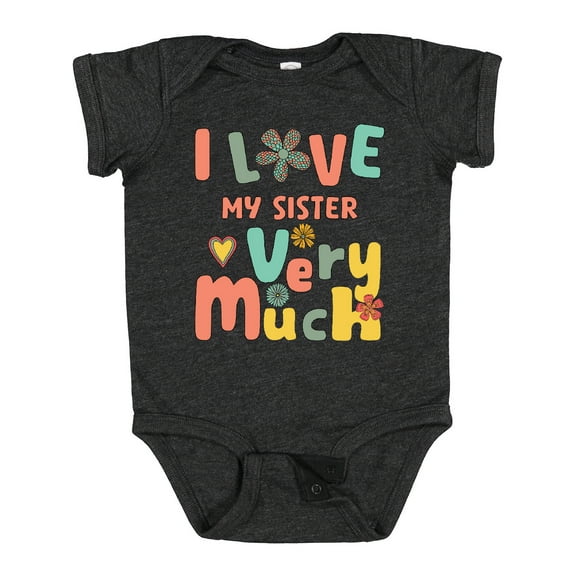 Inktastic Groovy Retro I Love My Little Sister Very Much Boys or Girls Baby Bodysuit