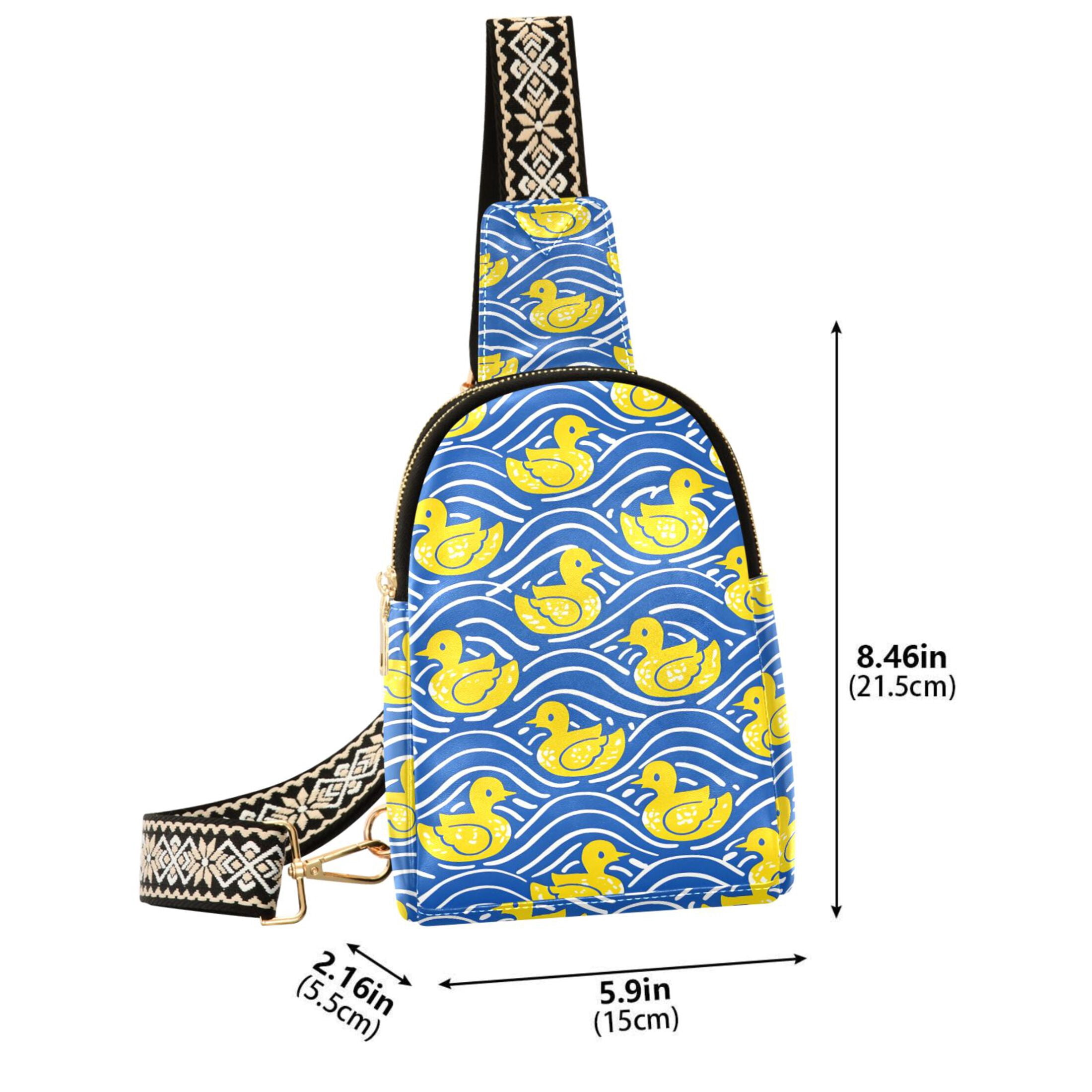 ALAZA Ducks on Wavy Sling Bag for Women Men Waterproof Crossbody Chest Bags