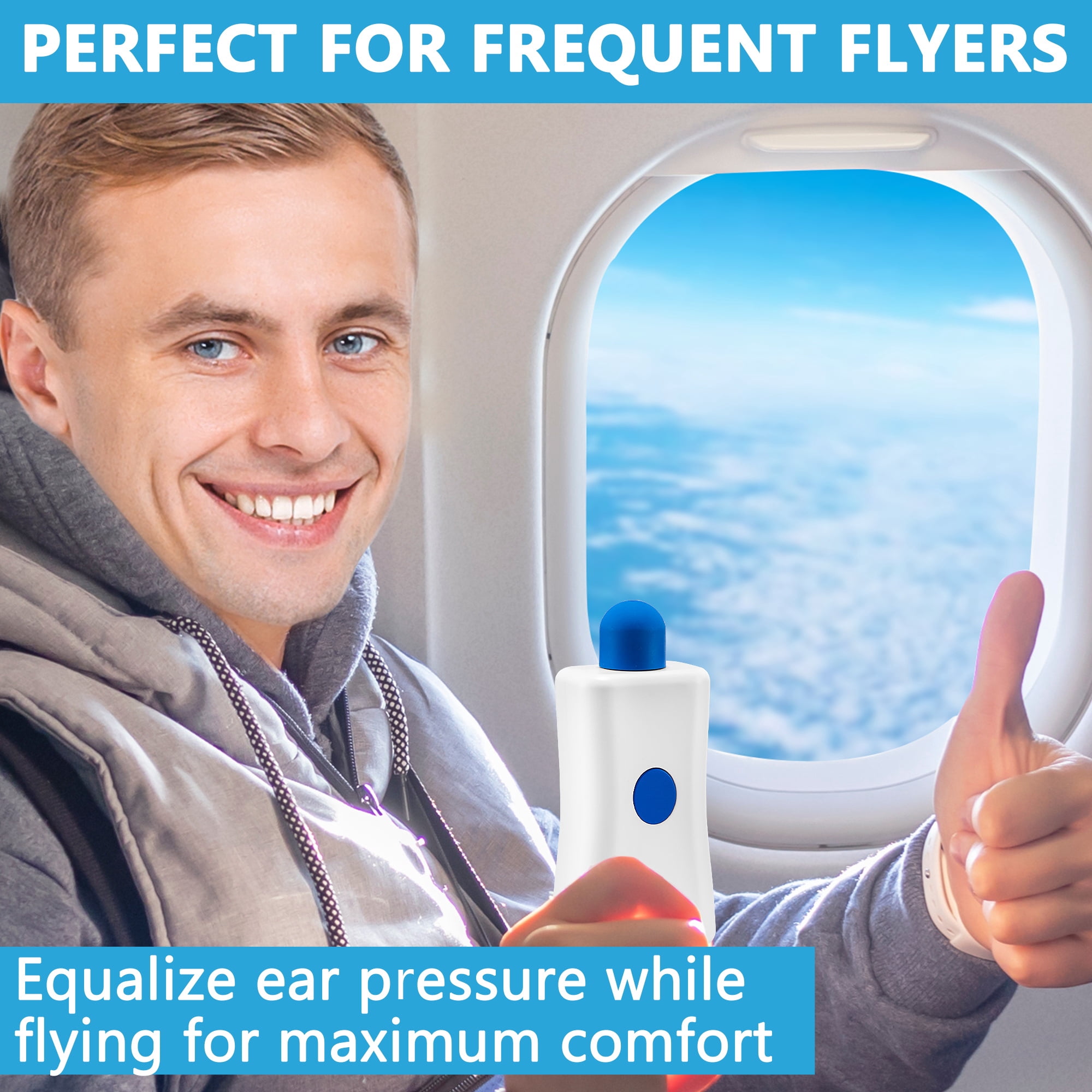 Ear Pressure Relief Device by Tilcare - Equalizing Ear Popping for Flying, Swimming, Diving, Cold and Allergy Discomfort - Comes with 3 Tips and Portable Protective Pouch