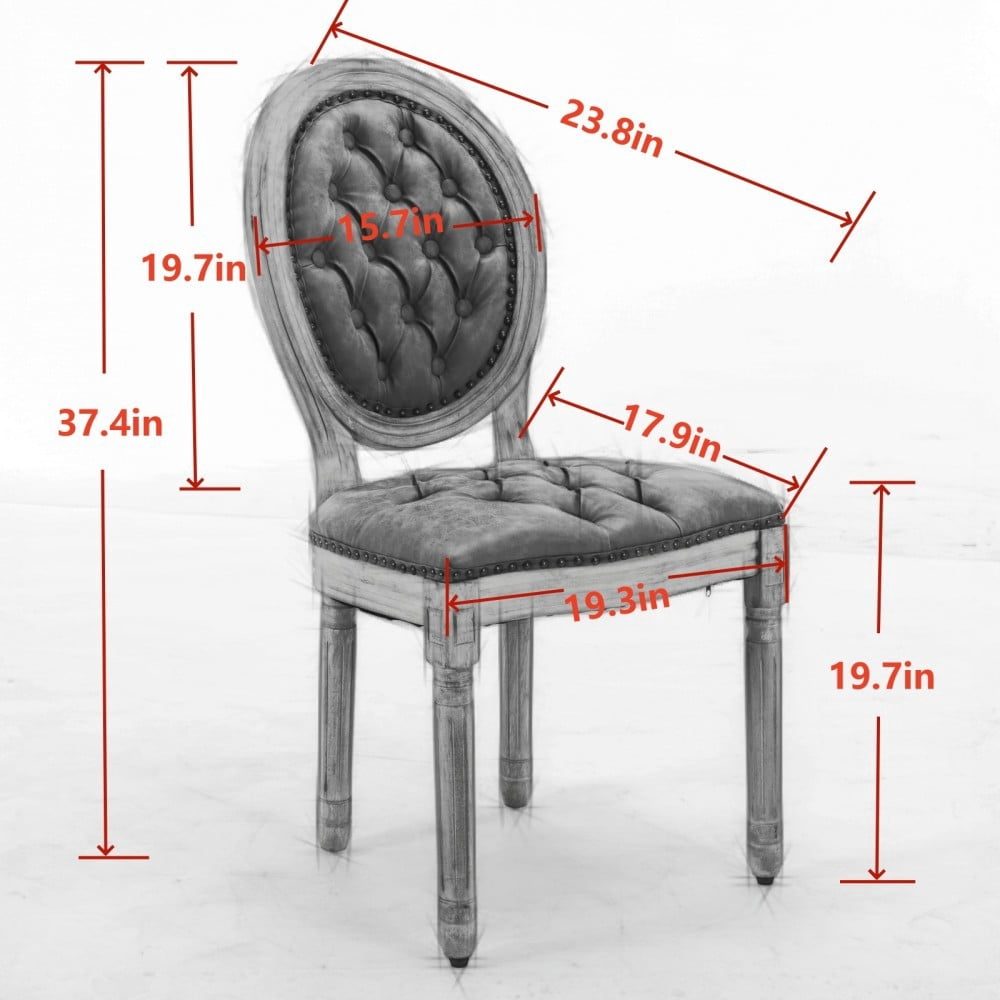 French Style Dining Chairs Set of 2, Velvet Upholstered Wood Dining Room Chairs with High Backrest, Nailhead Trim, Tufted Cushion, Beige
