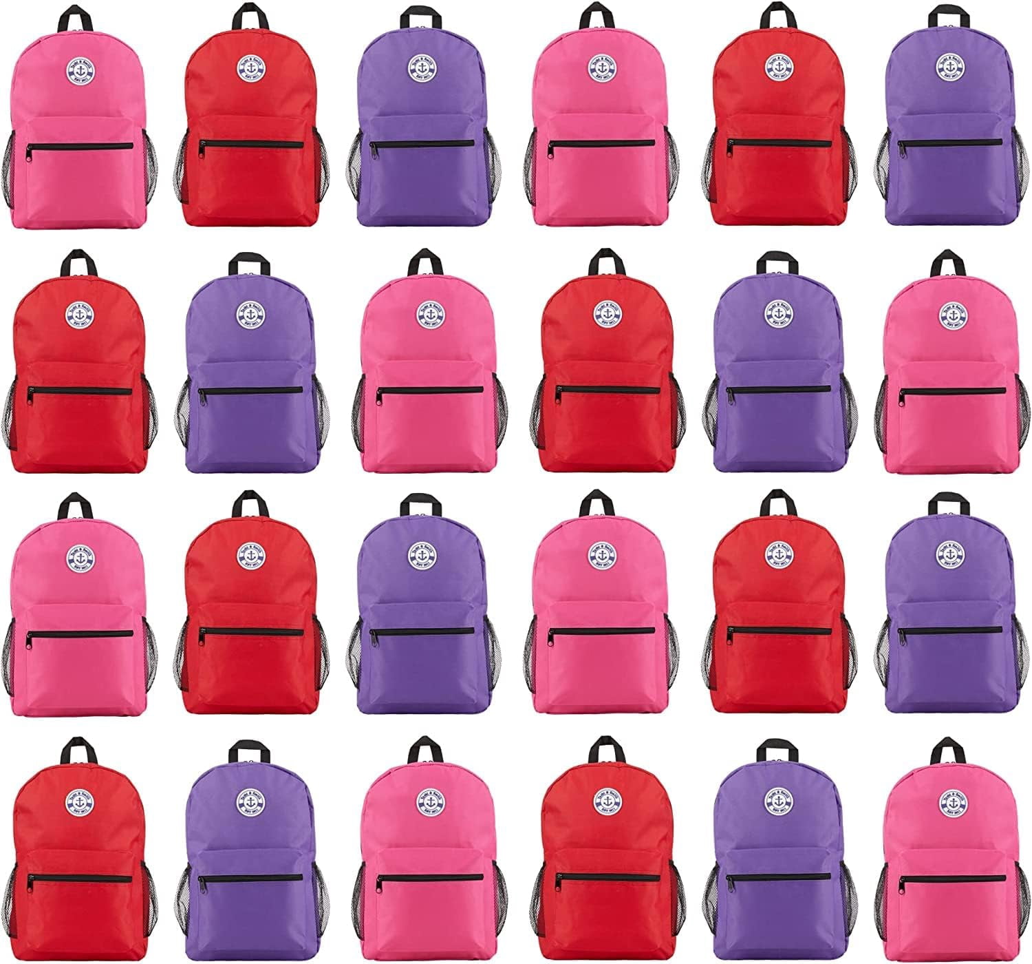 Yacht & Smith 24 Pack 17 Inch Wholesale School Backpacks For Kids 12