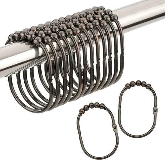 KMSS 12Pcs Shower Curtain Hooks Rust Proof Metal Shower Curtain Rings Heavy Duty Shower Hooks for Bathroom Shower Rod Hanger Holder