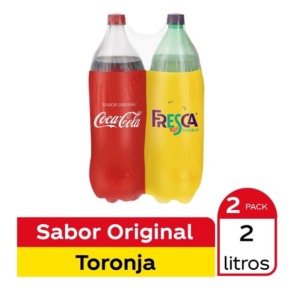 Refresco Coca Cola   sabor original + Fresca sabor toronja  2 l c/u