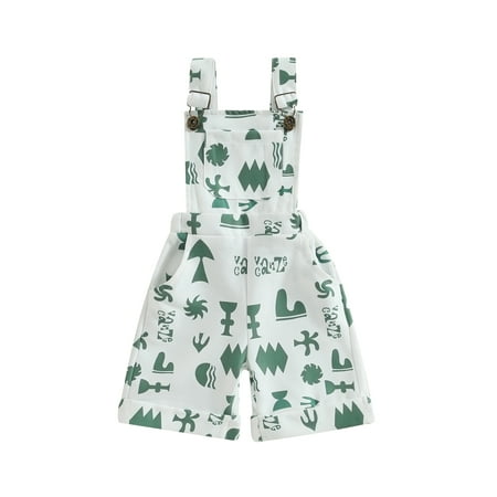 

MissiMae Kids Girls Boys Backstrap shorts Overalls Playsuits Geometric Pattern Printed Sleeveless Backless Romper Summer Jumpsuits for Daily Life Streetwear 2-7Y