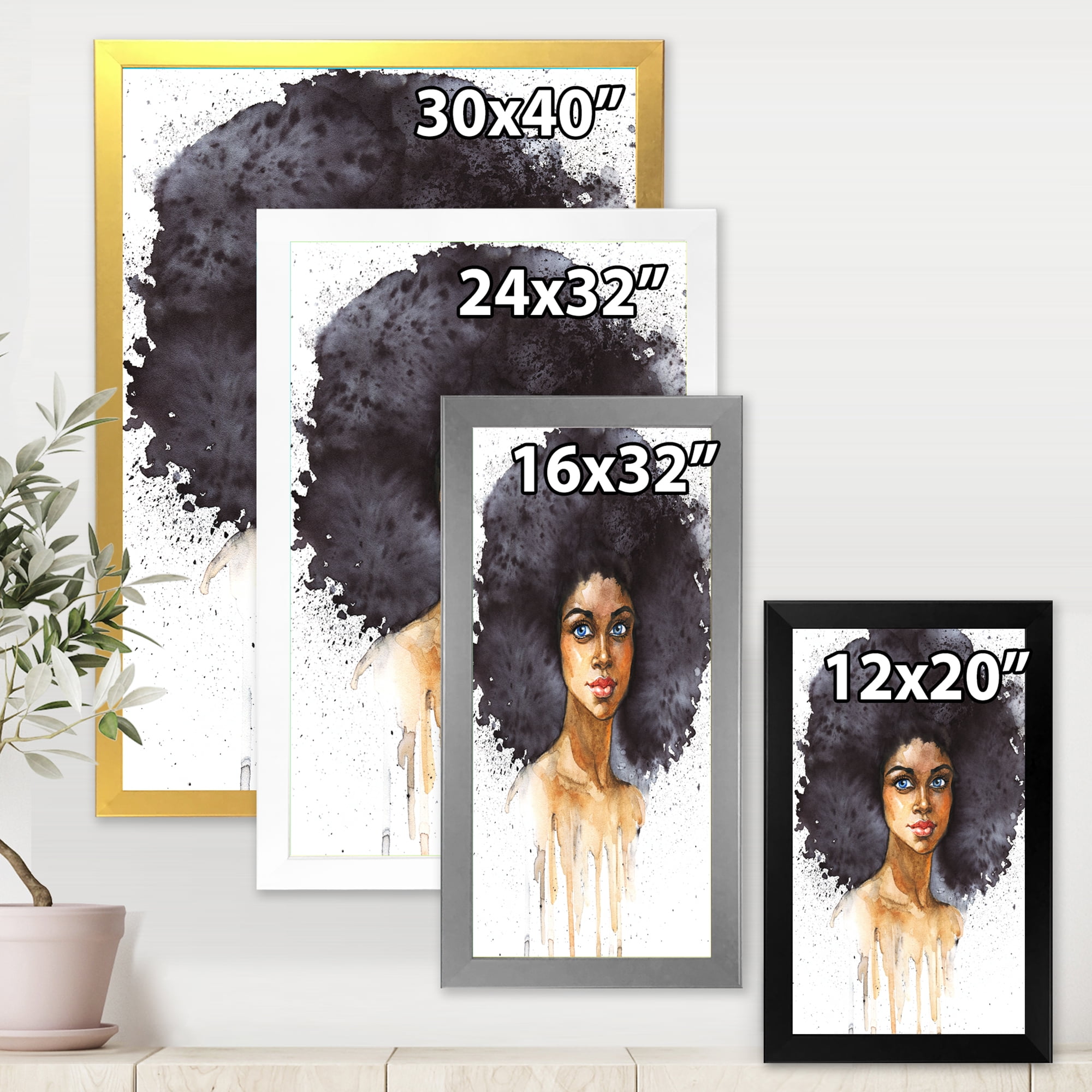 Designart 'Portrait of Afro American Woman X' Modern Framed Art Print