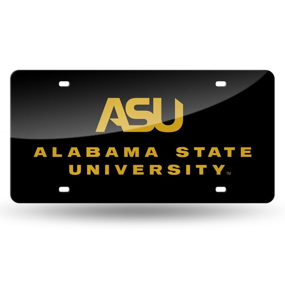 Alabama State NCAA Hornets Black Mirror Look Acrylic License Plate Laser Tag