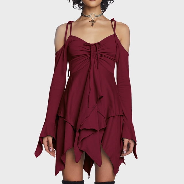 Vestido Cami Mini robe femmes Hotsweet une ligne robe licou fête Clubwear Ygjytge Vino rojo T XXL para Mujer