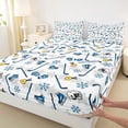 thumbnail image 3 of Homewish Hockey Sport Full Size Sheets,Boys Ball Game Bed Sheets,Blue White Sheet Sets For Teens,Super Cozy Room Decor,4 Pieces, 3 of 7