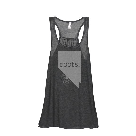 Thread Tank Home Roots State Nevada NV Women's Sleeveless Flowy Racerback Tank Top Charcoal Small