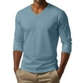 thumbnail image 2 of JGNGSHN Long Sleeves Shirts for Men V Neck Soft Breathable Soft Solid Color T Shirt, 2 of 7