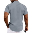 thumbnail image 5 of Yifymode Mens Button Down Shirts Short Sleeve Casual Shirt Summer Beach Wedding Tops with Pocket,Gray 3XL, 5 of 5