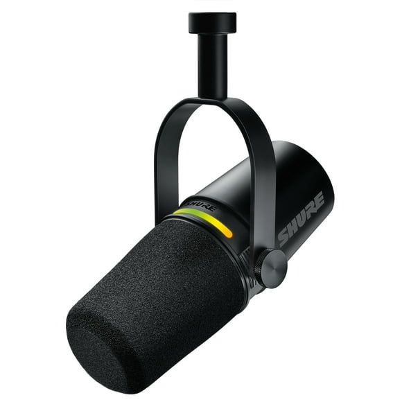 Micrófono dinámico para podcasts Shure MV7+. Certificado OBS, audio mejorado, panel táctil LED, salidas USB-C y XLR, modo de nivel automático, filtro pop digital, efectos de reverberación, podcasting,