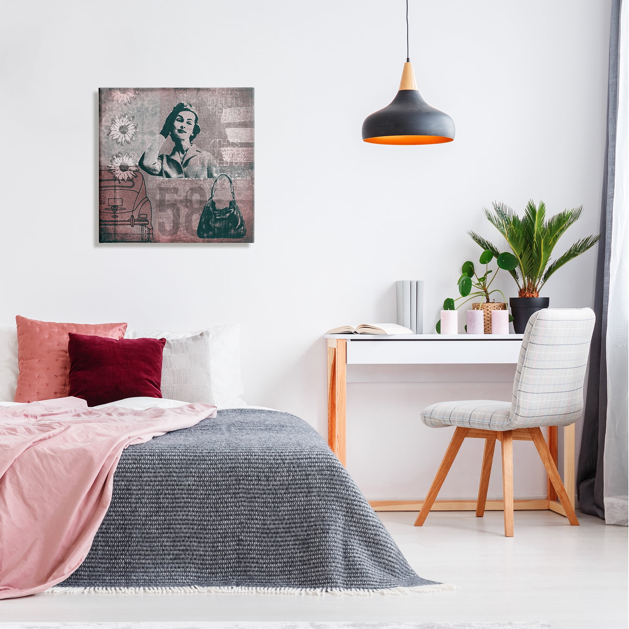 Stupell Vintage Fashion Woman Collage Abstract Painting Gallery Wrapped Canvas Print Wall Art