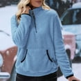 thumbnail image 5 of LISTHA Quarter Zip Pullover Women Fleece Soft Comfy Fuzzy Sweatshirt Casual Loose Fit Long Sleeve Tops with Pockets Blue XL, 5 of 7