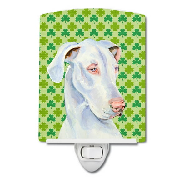 Caroline's Treasures LH9176CNL Great Dane St. Patrick's Day Shamrock Portrait Ceramic Night Light, 6x4x3", multicolor