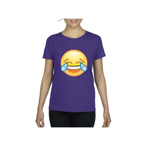 IWPF - Women's T-Shirt Short Sleeve, up to Women Size 3XL - Emoji Laughing Tears