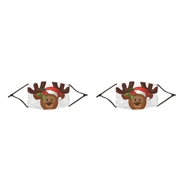 maskred Christmas Themed Dust Mask Printing Dustproof Polyester Face Mask with Elastic Earband and Filter Type 4 2# 2Set