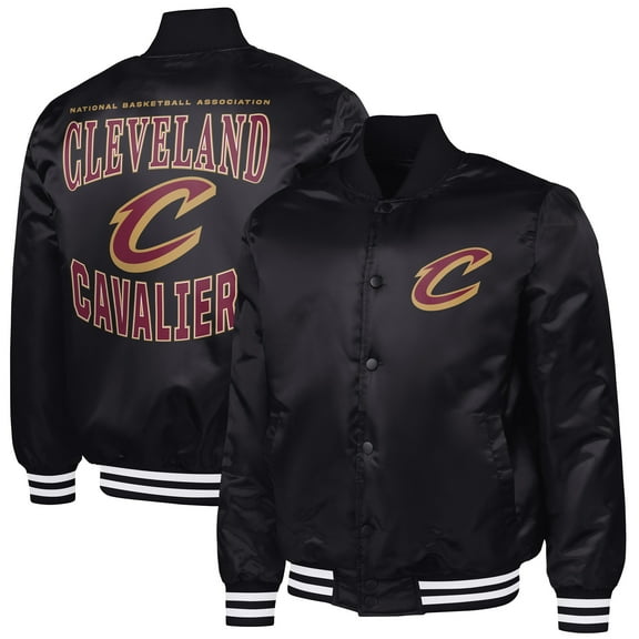 Men's G-III Sports by Carl Banks Black Cleveland Cavaliers Adaptive Bold Logo Satin Varsity Jacket