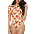 thumbnail image 1 of Bingfone Happy Thanksgiving Day1 Pattern Women's Round Neck Bodysuit, Tight Snap Button Short Sleeve Bodysuit, Suitable for Party, Sports, Daily Wear-Large, 1 of 7