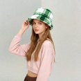 thumbnail image 4 of CYSFASHION Bucket Hats for Woman Checked Thickened Plush Fisherman Hat Warm Outdoor Sun Hat For Autumn And Winter Unisex Casual Fisherman Hat Green1, 4 of 4