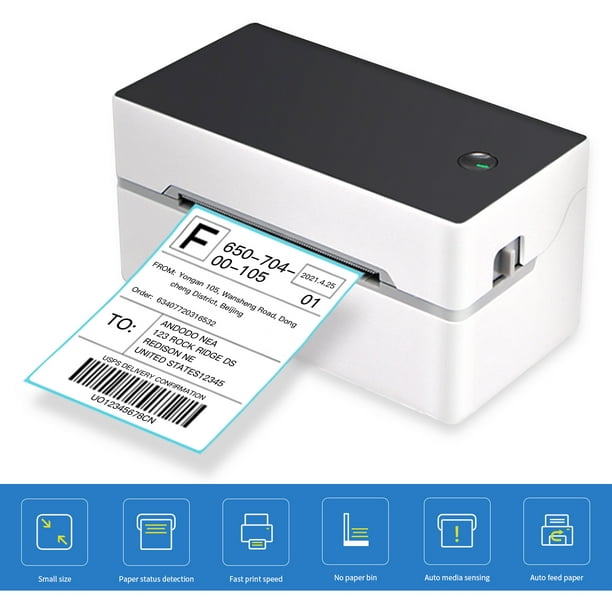 Aibecy Imprimante d'étiquettes d'expédition de bureau Haute vitesse USB +  BT Imprimante thermique directe Autocollant d'étiqueteuse 40-80 mm Largeur