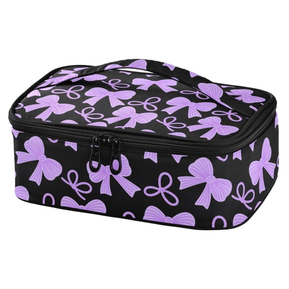 ALAZA Purple Bows Lunch Box Insulated Cooler Tote Bag Reusable School Picnic Travel Office