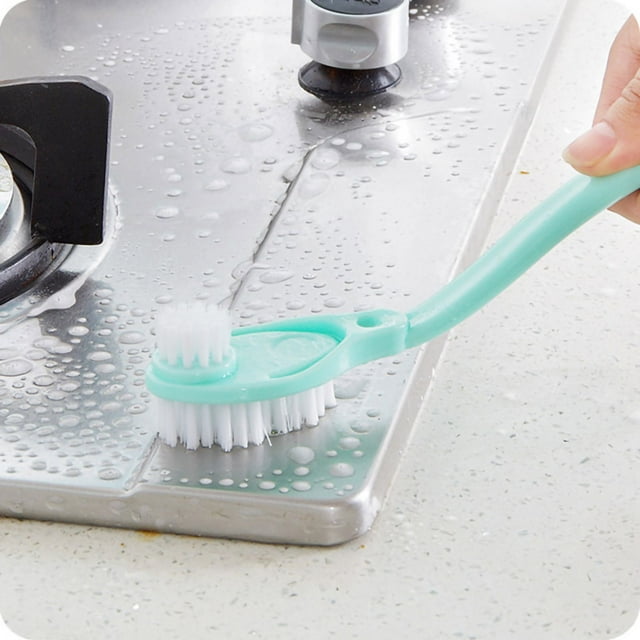 Brosse à Chaussures Double Face Brosse Multifonctionnelle Brosse Double Face Forme Nœud Long Manche Brosse Multifonctionnelle avec Clous de Raclage Vert