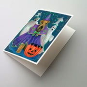 Caroline's Treasures Airedale Boo Hoo Halloween Greeting Cards with Envelopes, 5" x 7" (8 Count)