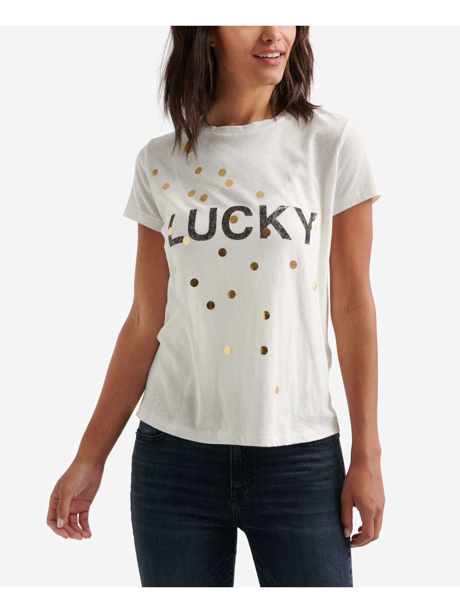 Lucky Brand Womens Metallic Graphic T 